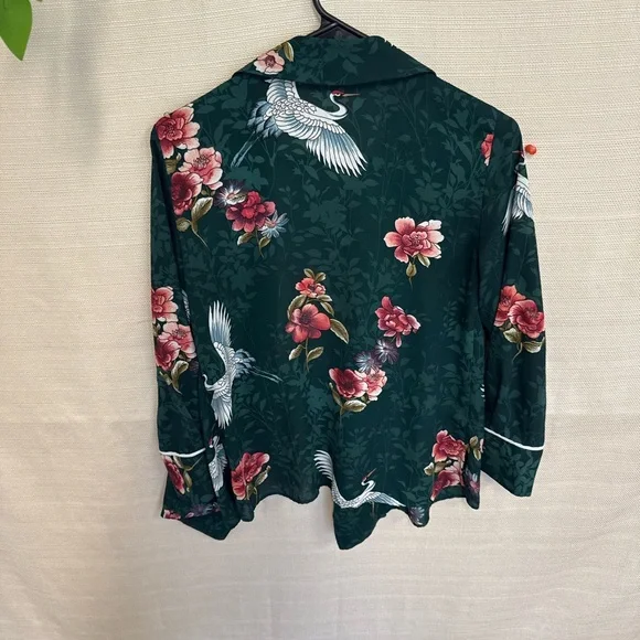 Zara Green Floral Kimono Blazer - Picture 2 of 3